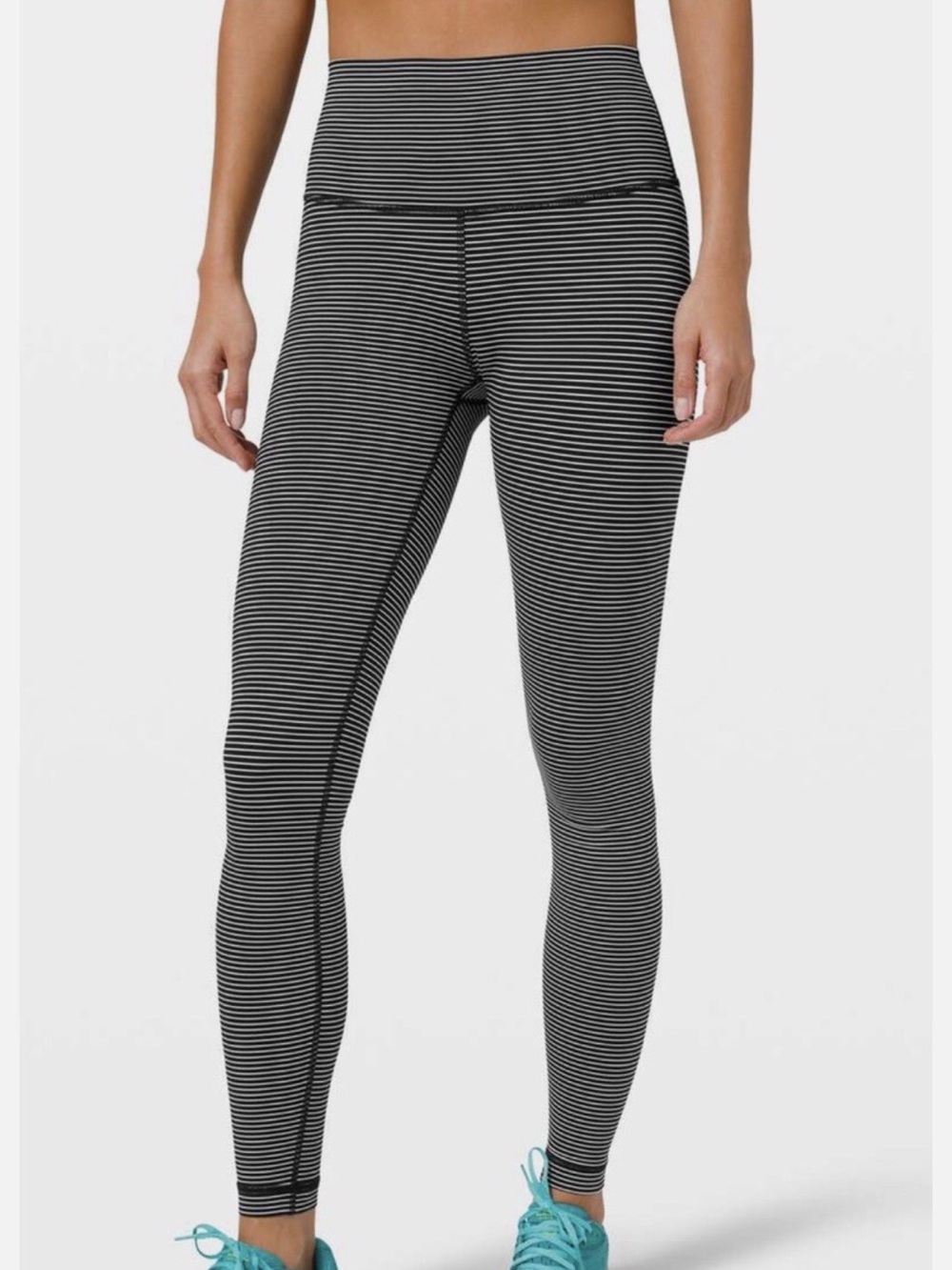 Lululemon Wunder Under Crop High Rise High-Waist Striped Active Leggings